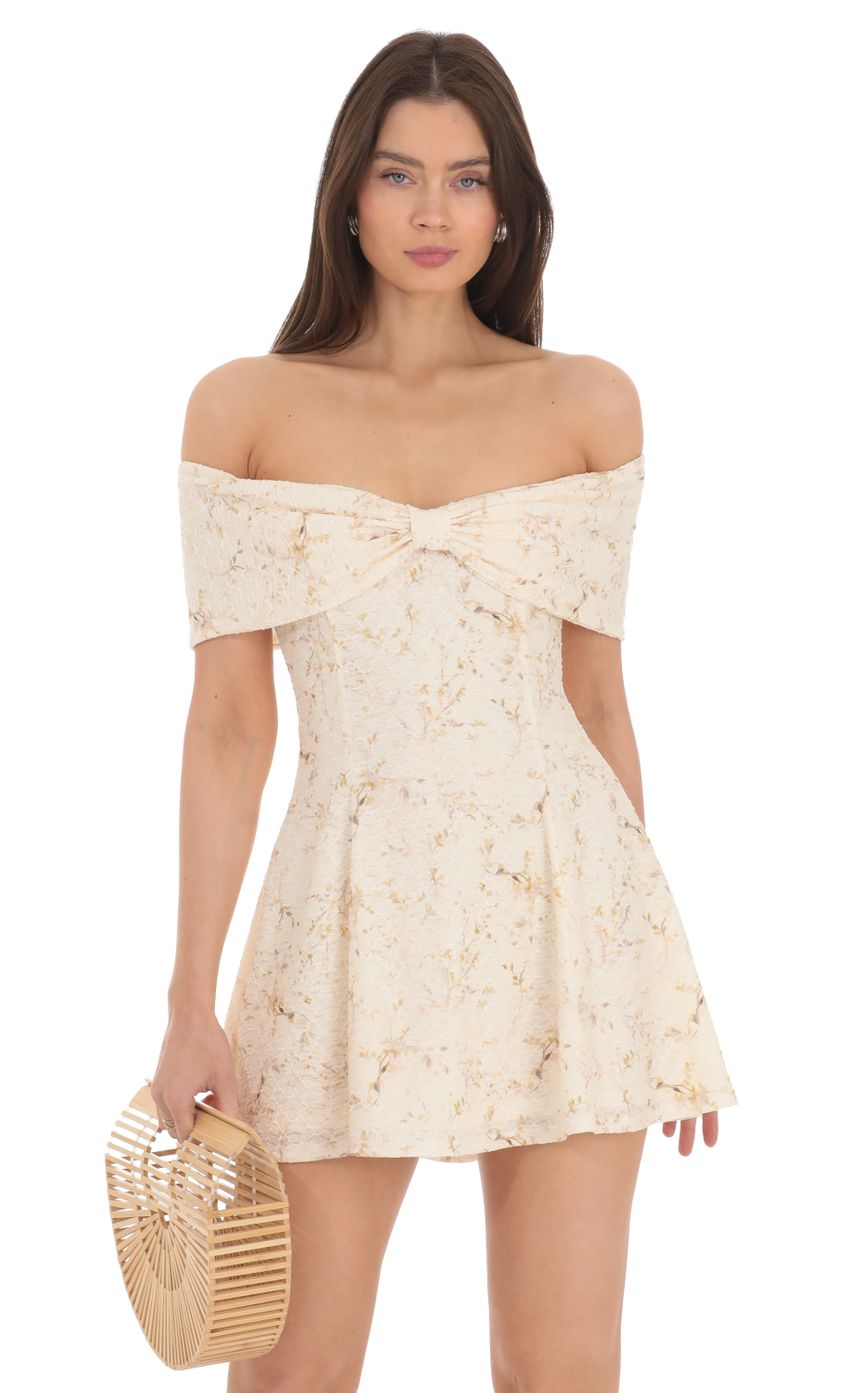 Lucy in the Sky Front Bow Off Shoulder Dress