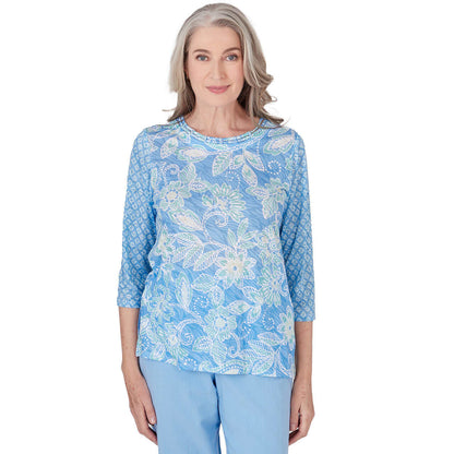 Alfred Dunner Women's Crew Neck Floral Top