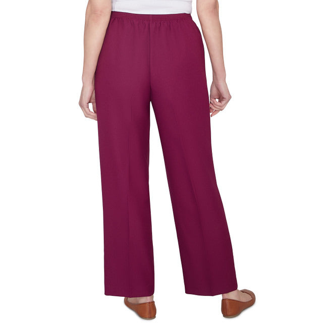 Alfred Dunner Women's Classic Accord Elastic Waist Medium Length Pant - MERLOT