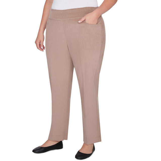 Alfred Dunner Women's Modern Corduroy Faux Fly Front Average Length Pant