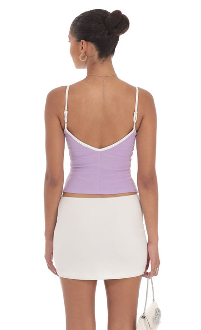 Lucy in the Sky Outline Front Tie Top in Lilac