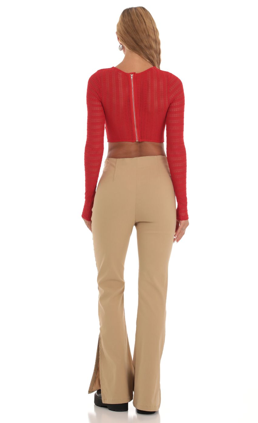 Lucy in the Sky Long Sleeve Corset Top in Red