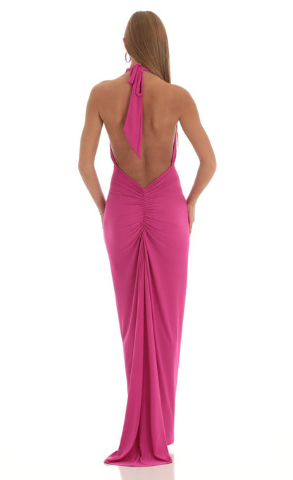 Lucy in the Sky Front Cross Halter Maxi Dress