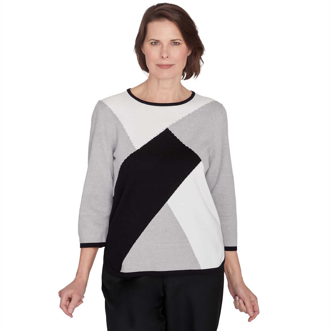 Alfred Dunner Women's Colorblock Beaded Top