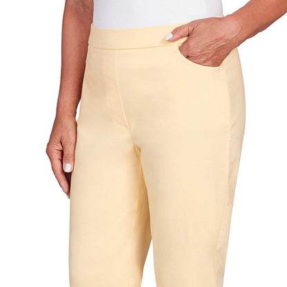 Alfred Dunner Women's Flat Front Split Hem Allure Clamdigger Pant - SUNSHINE