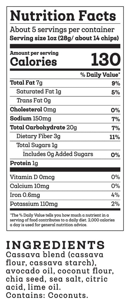 Siete Foods Lime Grain Free Tortilla Chips 5 oz - 6 Bags