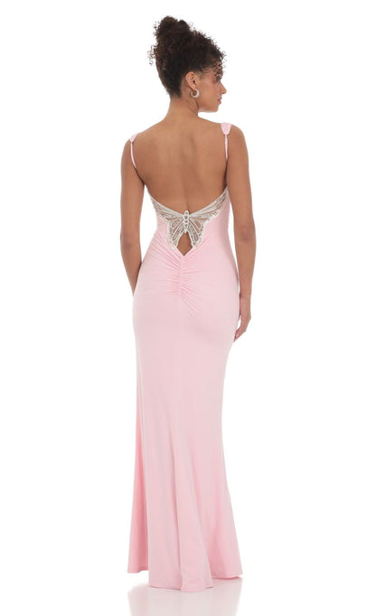 Lucy in the Sky Back Sequin Butterfly Maxi Dress