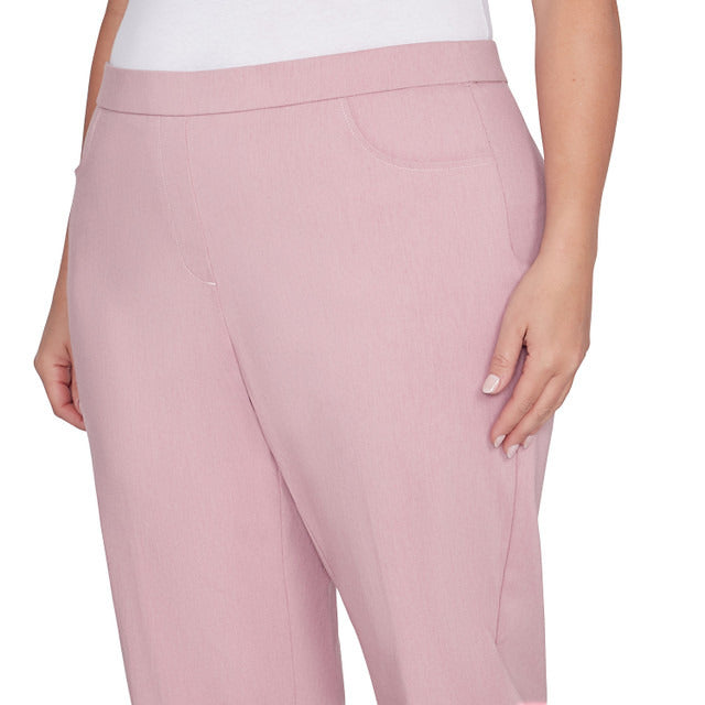 Alfred Dunner Women's Millennium Faux Fly Front Average Length Pant - ROSE HEATHER