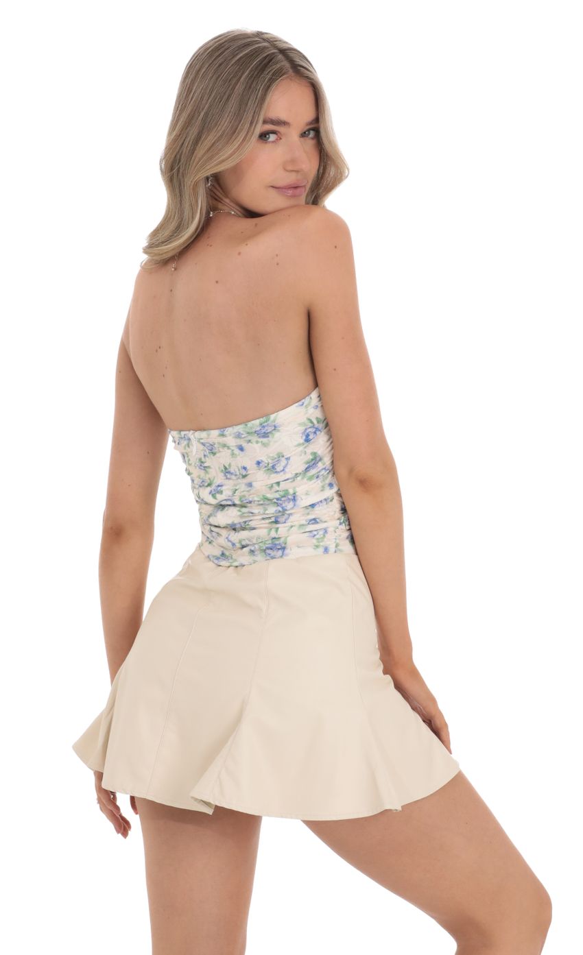 Lucy in the Sky Floral Lace Strapless Top in White