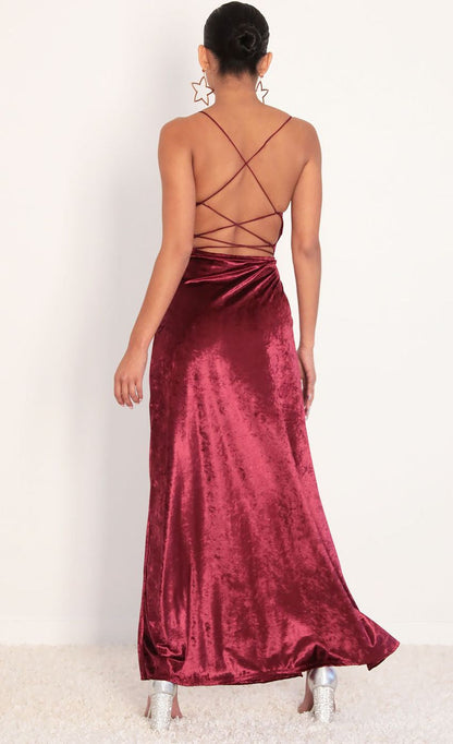 Lucy in the Sky Front Twist Velvet Maxi