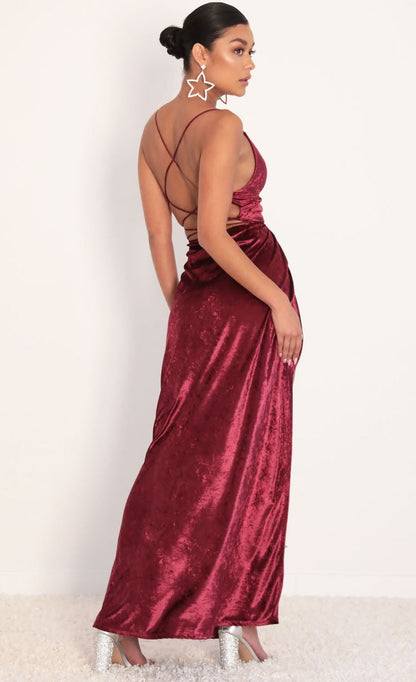 Lucy in the Sky Front Twist Velvet Maxi