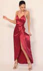 Lucy in the Sky Pleated Satin Maxi Dress