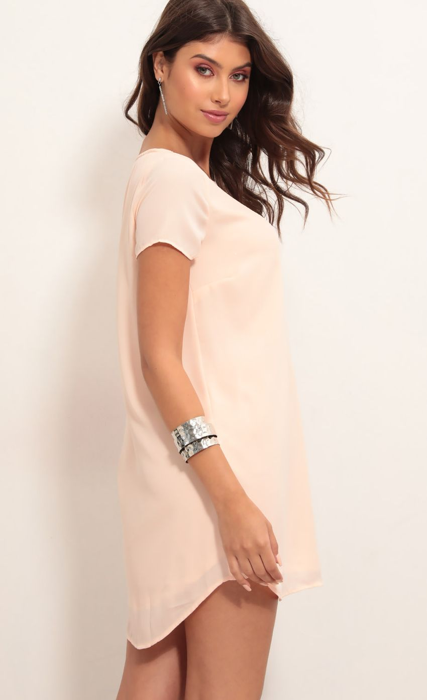 Lucy in the Sky Plunge Shift Dress in Light Coral