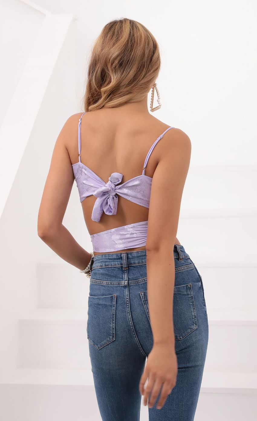 Lucy in the Sky Jacquard Wrap Top in Lavender