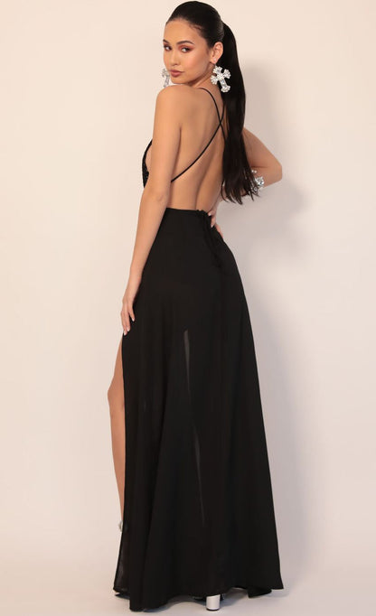 Lucy in the Sky Allure Sequin Maxi Dress in Black Silver