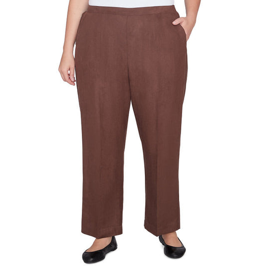 Alfred Dunner Women's Soft Microfiber Side Seam Pocket Medium Length Pant - CHOCOLATE (Copy)