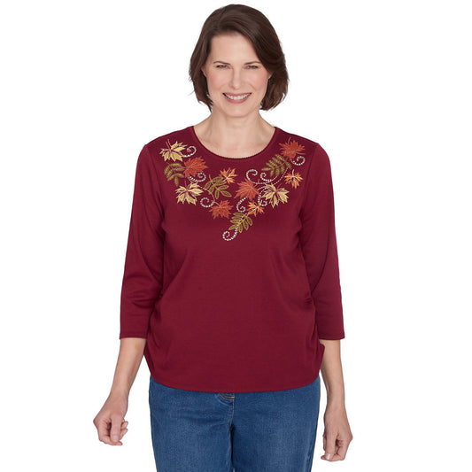 Alfred Dunner Women's Falling Leaves Top