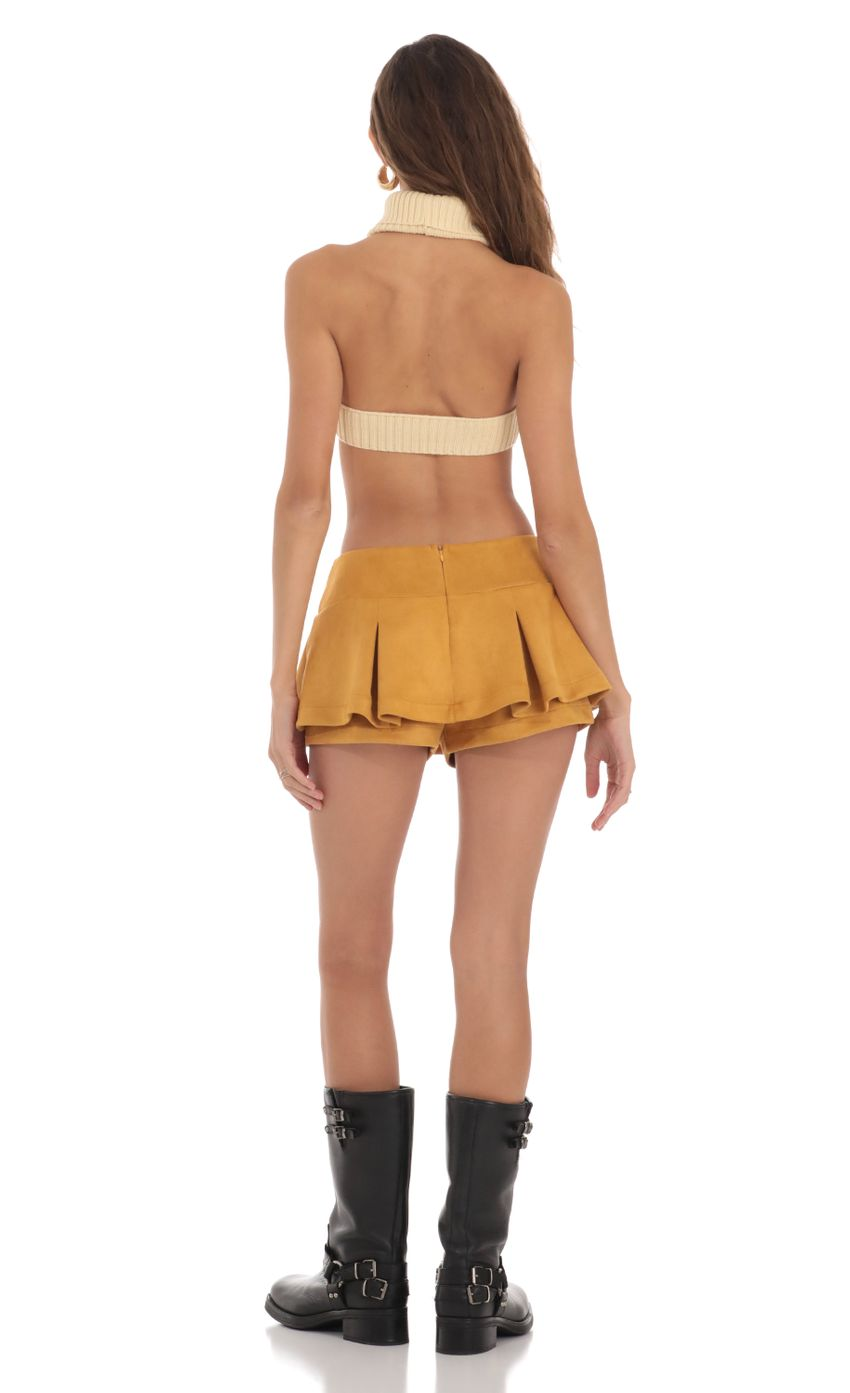 Lucy in the Sky Pleated Mini Skort in Mustard