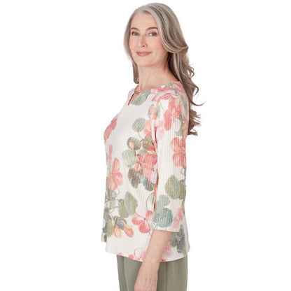 Alfred Dunner Women's Floral Textured Top