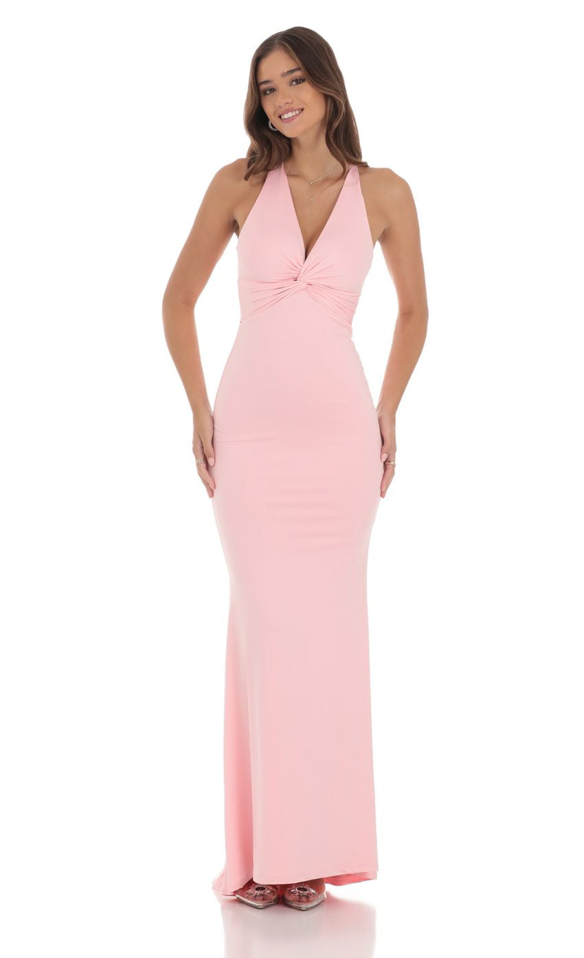 Lucy in the Sky Front Twist V-Neck Maxi Dress