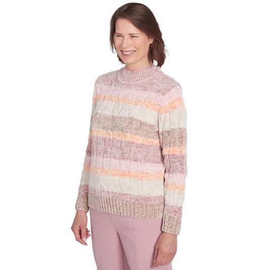 Alfred Dunner Women's Chenille Spray Dyed Stripe Sweater