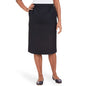 Alfred Dunner Women's Cinch Waist Midi Skirt With Slant Pockets - BLACK