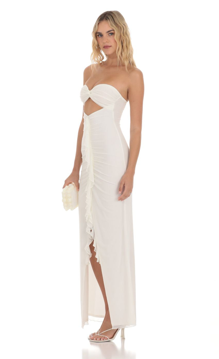 Lucy in the Sky Mesh Cutout Ruffle Maxi Dress