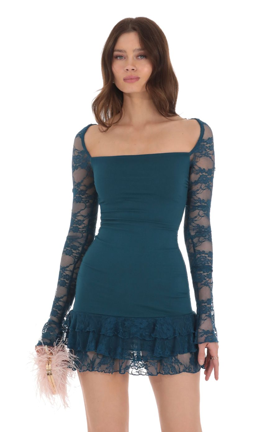 Lucy in the Sky Lace Ruffle Bodycon Dress