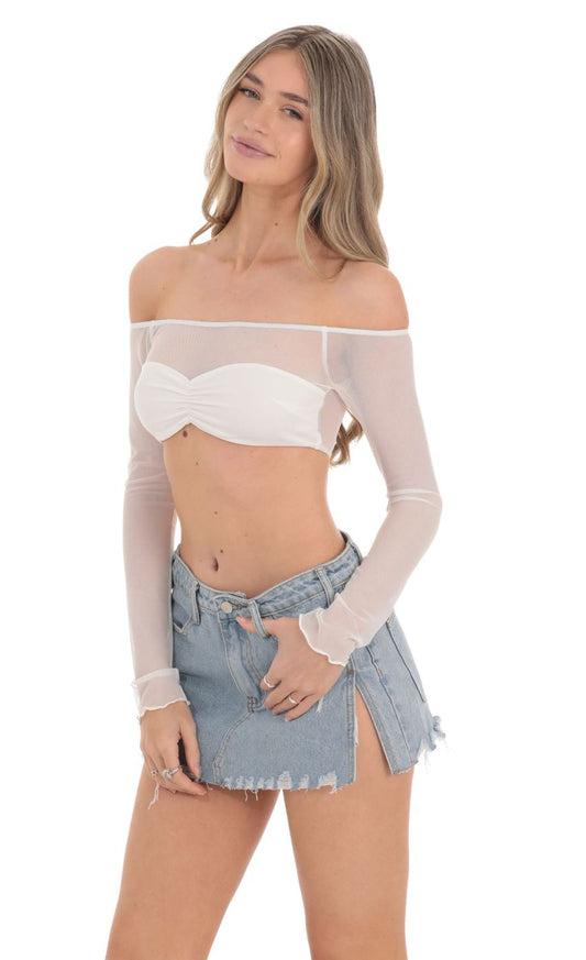 Lucy in the Sky Off Shoulder Mesh Top