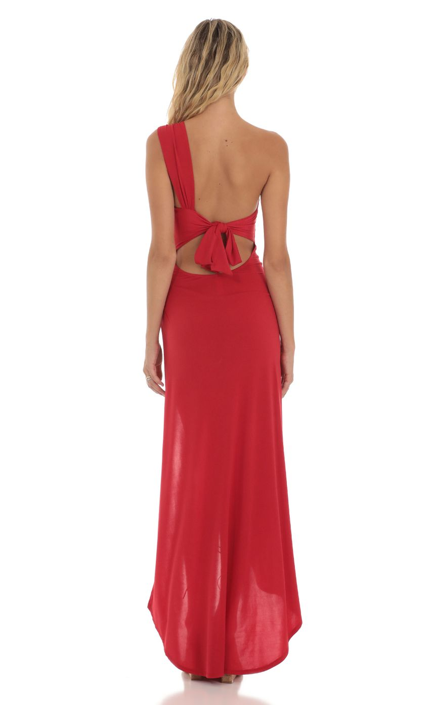 Lucy in the Sky One Shoulder Dress in Red