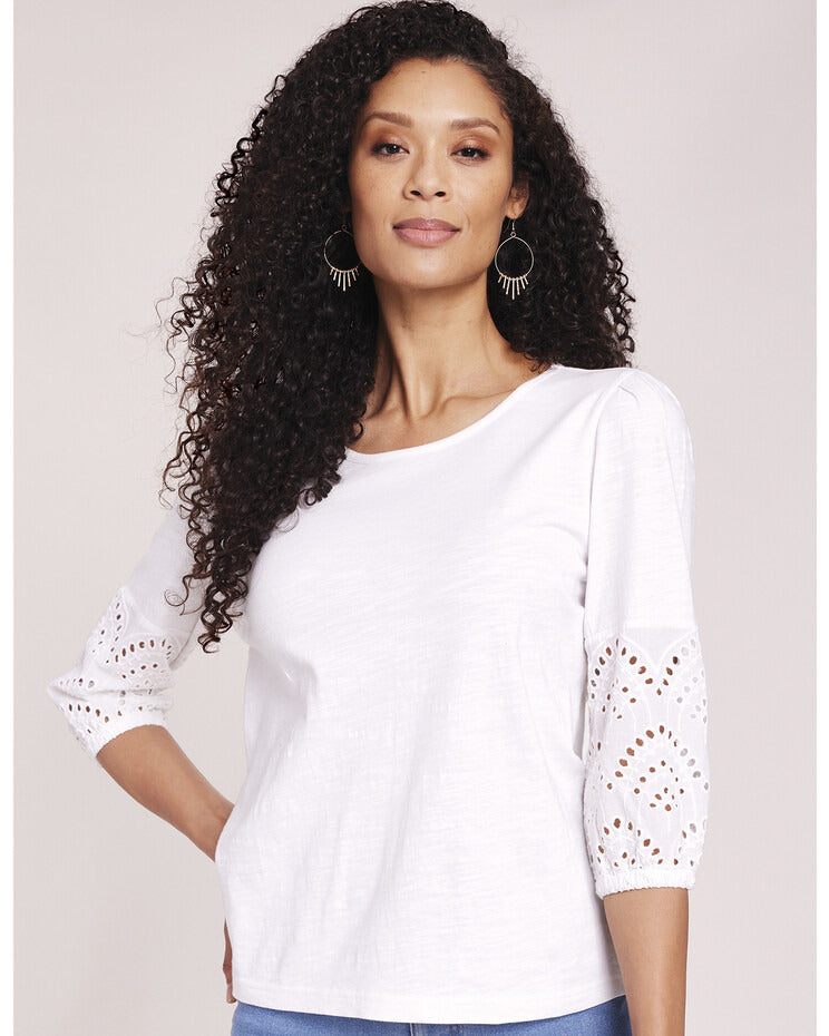 Blair Womens's Eyelet Textured Slub Knit Top 3