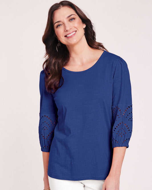 Blair Womens's Eyelet Textured Slub Knit Top 2