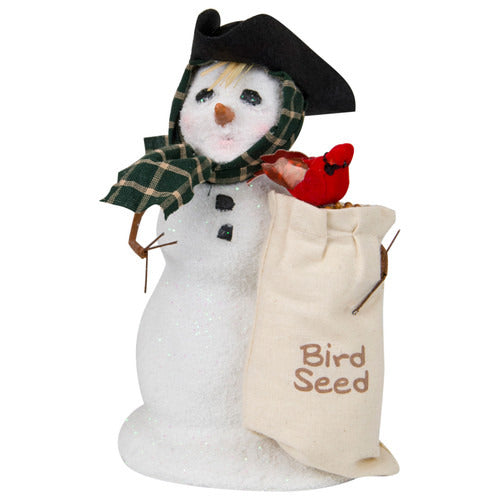 Byers' Choice Snowboy with Cardinal and Birdseed