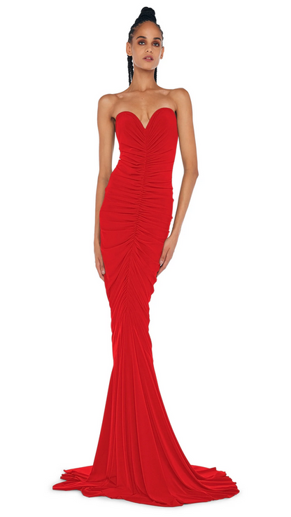 Norma Kamali Women's STRAPLESS SHIRRED FRONT FISHTAIL GOWN