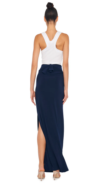 Norma Kamali Women's ALL IN ONE SIDE SLIT LONG SKIRT -  True Navy