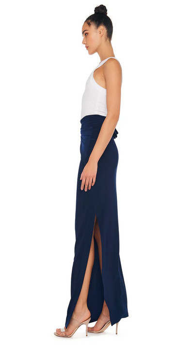 Norma Kamali Women's ALL IN ONE SIDE SLIT LONG SKIRT -  True Navy