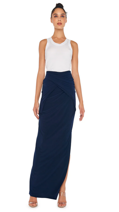 Norma Kamali Women's ALL IN ONE SIDE SLIT LONG SKIRT -  True Navy