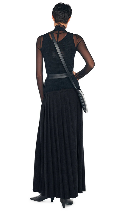 Norma Kamali Women's PLEATED LONG SKIRT WITH SLIT