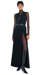 Norma Kamali Women's PLEATED LONG SKIRT WITH SLIT