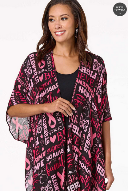 Cato Fashion Women's Awareness Verbiage Kimono