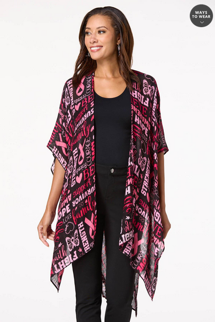 Cato Fashion Women's Awareness Verbiage Kimono