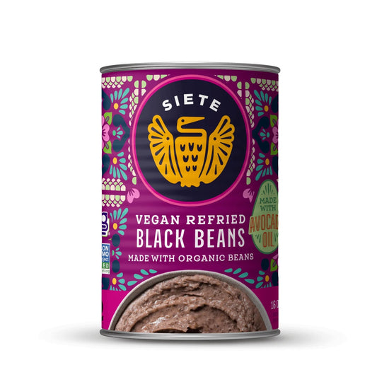 Siete Foods Vegan Refried Black Beans - 12 Cans