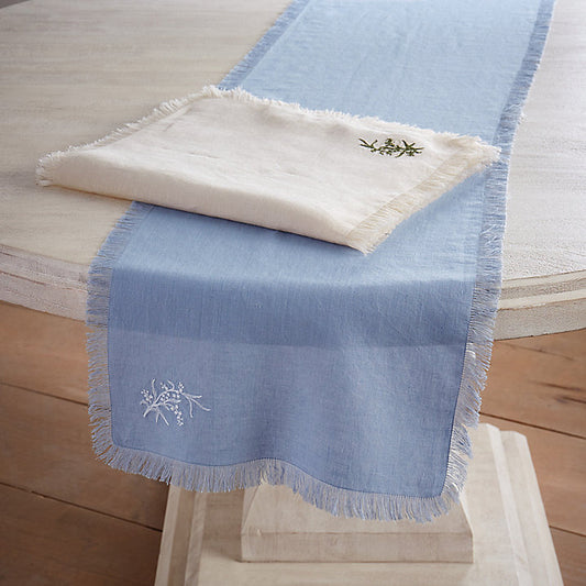 Ballard Designs Fringed Embroidered Table Runner