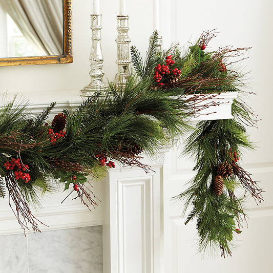 Ballard Designs Mixed Pine & Berry Garland