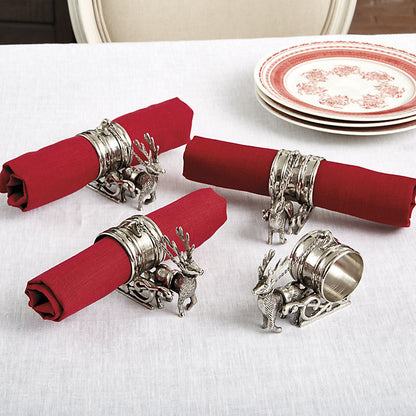 Ballard Designs Reindeer & Sleigh Napkin Rings - Set of 4