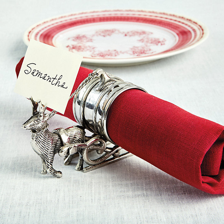 Ballard Designs Reindeer & Sleigh Napkin Rings - Set of 4