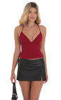 Lucy in the Sky Mesh V-Neck Top in Red