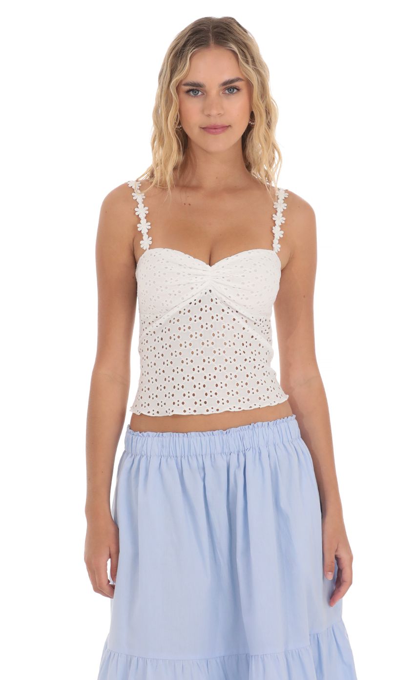 Lucy in the Sky Floral Strap Eyelet Top