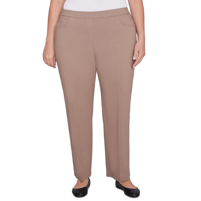 Alfred Dunner Women's Millennium Faux Fly Front Average Length Pant - FAWN HEATHER