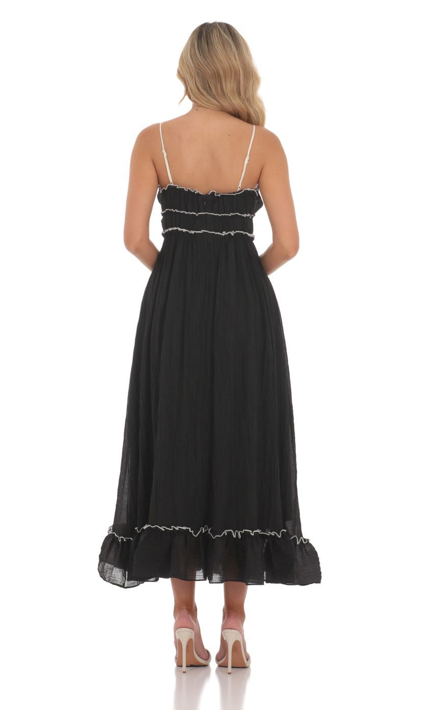 Lucy in the Sky Double Tie Flowy Maxi Dress in Black